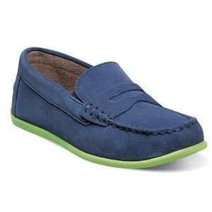 Florsheim Boys Size 5.5 Jasper Driver Jr.‎ Blue Suede Leather Loafers Shoes Kids